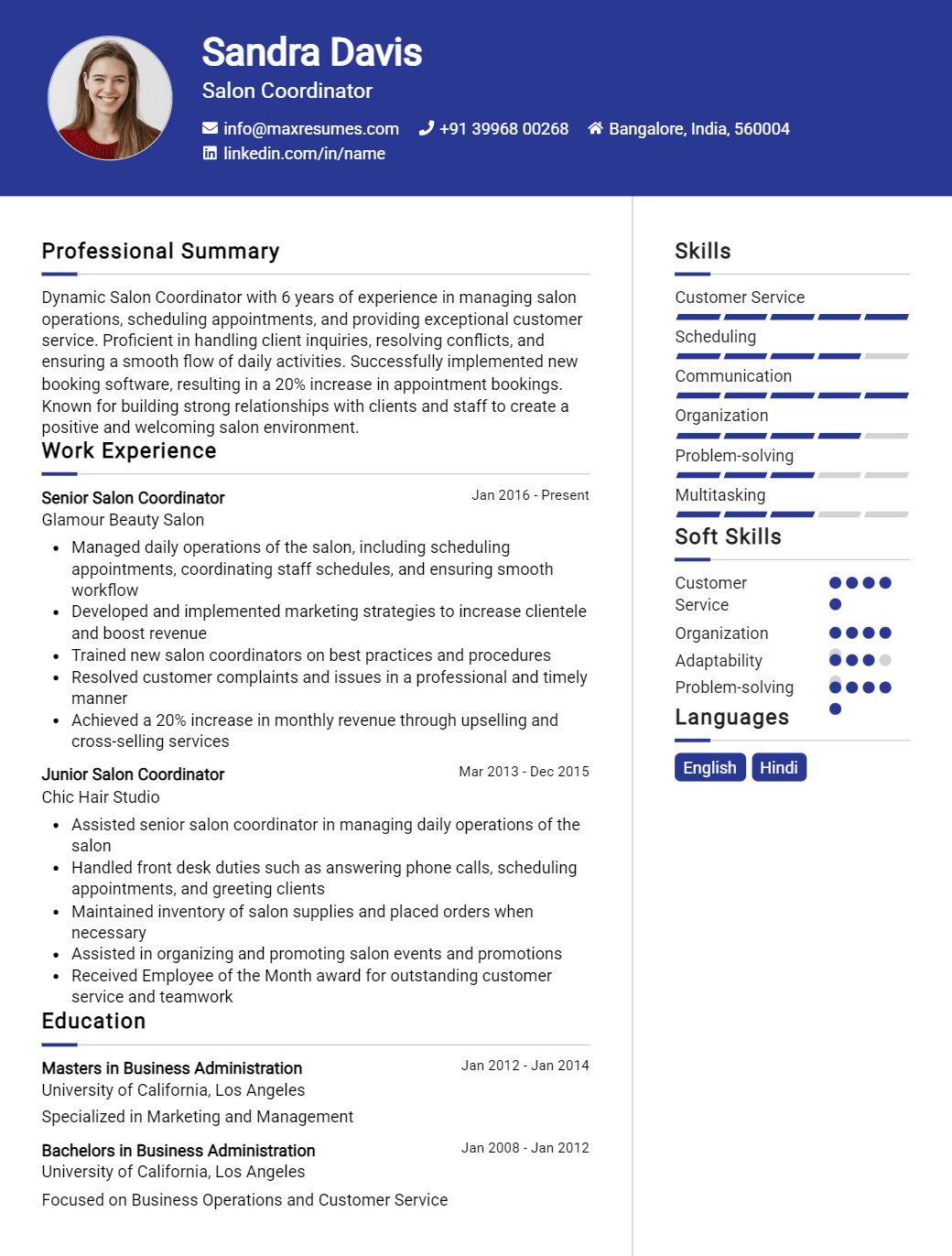 salon-coordinator-resume-sample