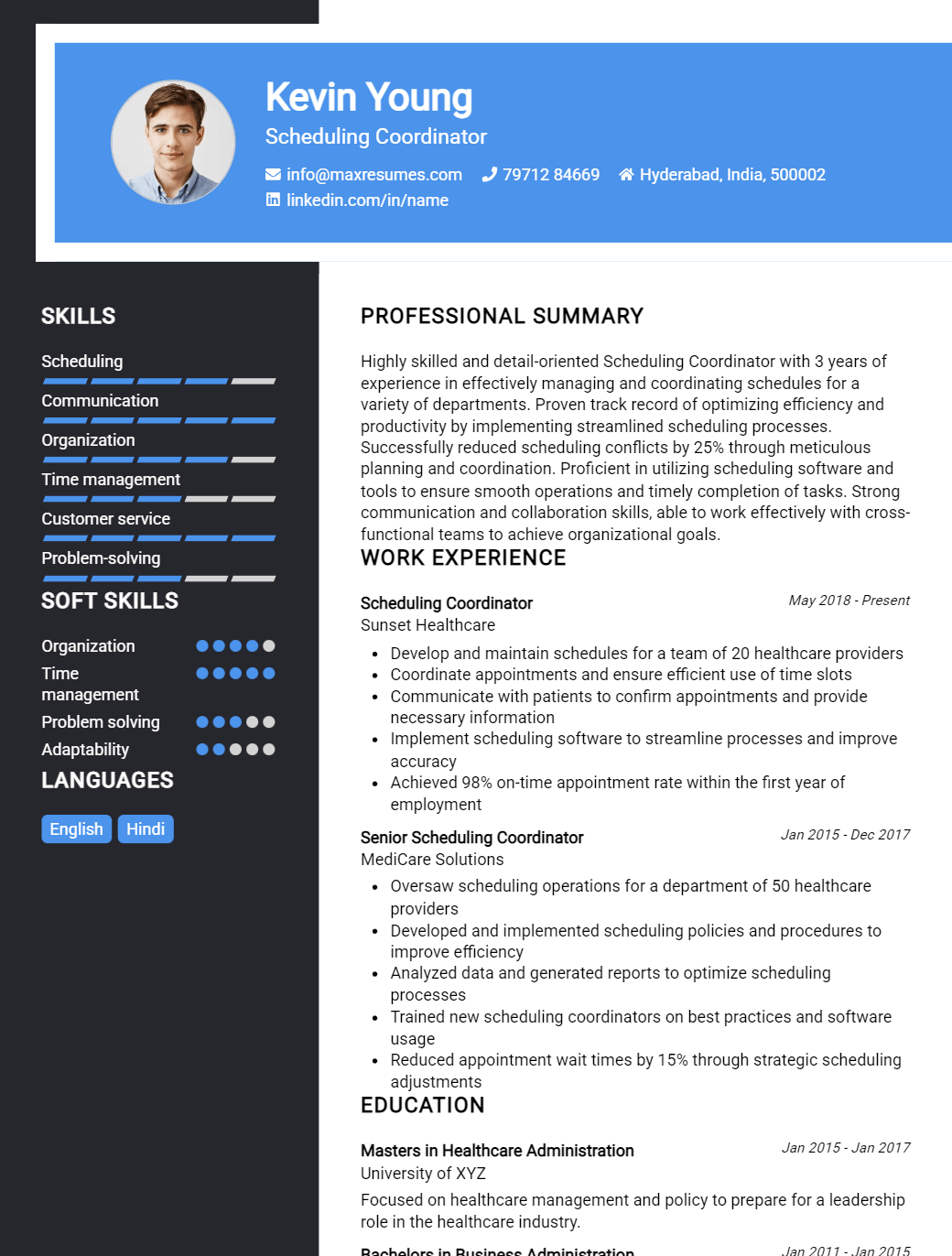 scheduling-coordinator-resume-sample