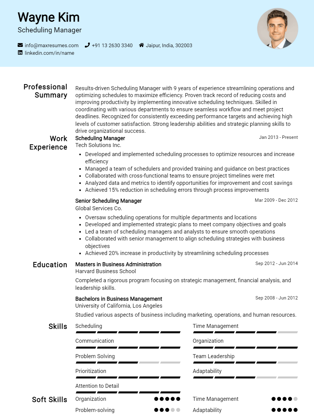 scheduling-manager-resume-sample