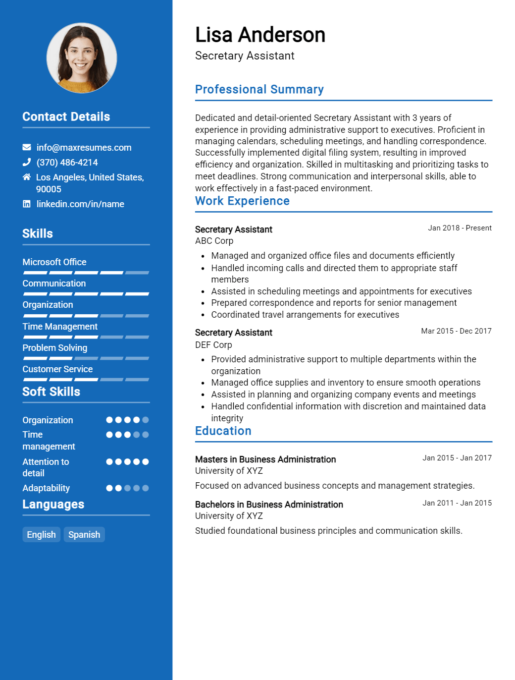 secretary-assistant-resume-sample