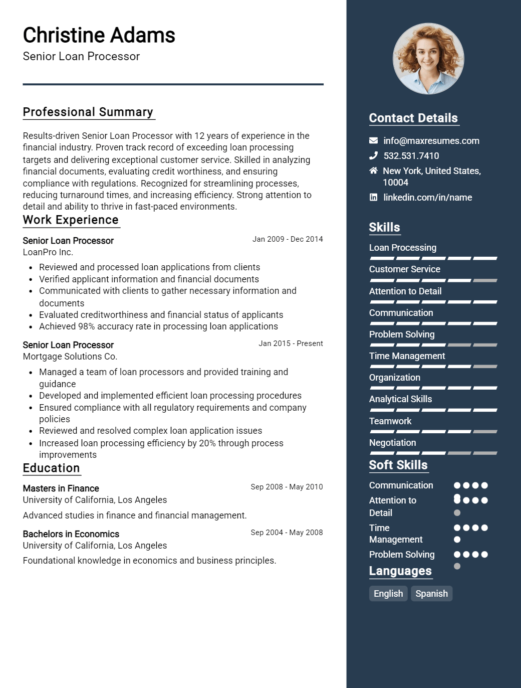 senior-loan-processor-resume-sample