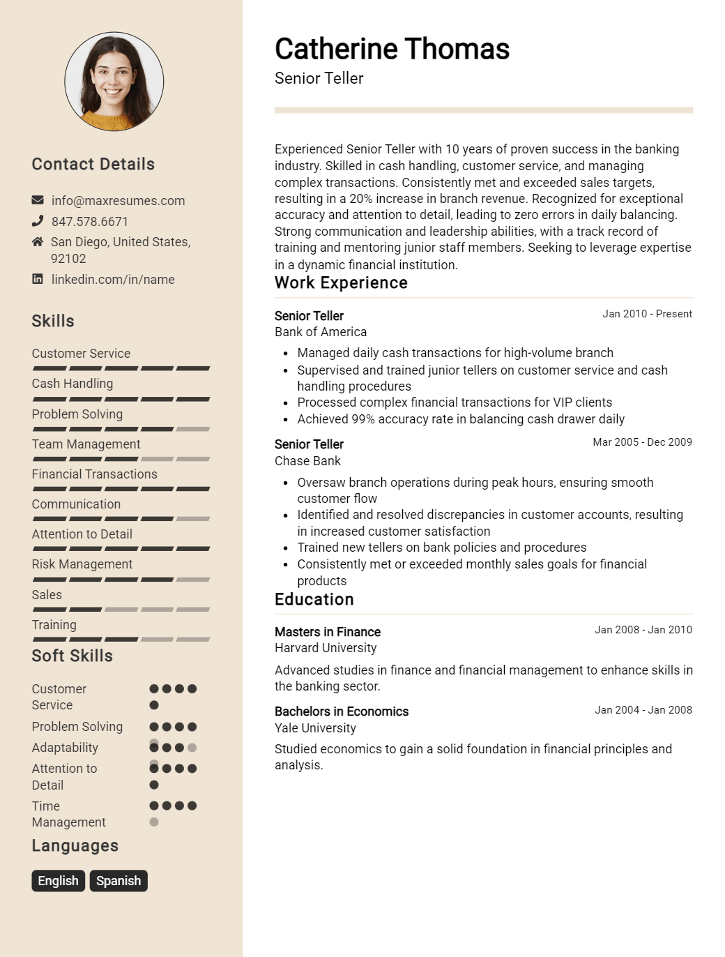 senior-teller-resume-sample