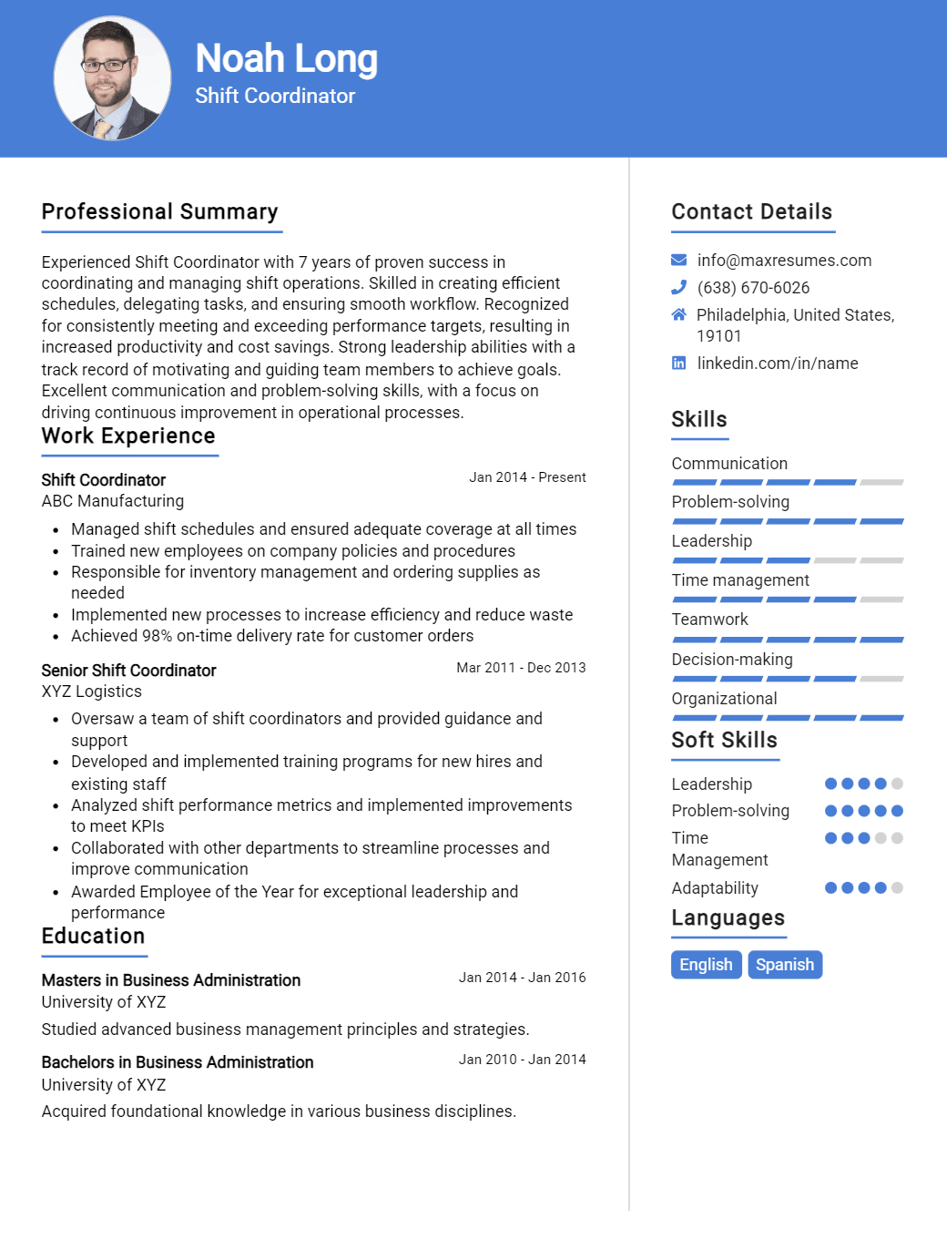 shift-coordinator-resume-sample