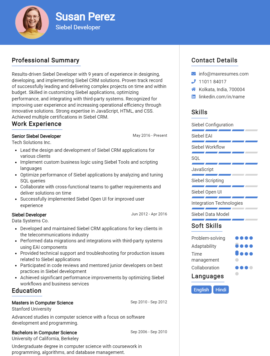 siebel-developer-resume-sample