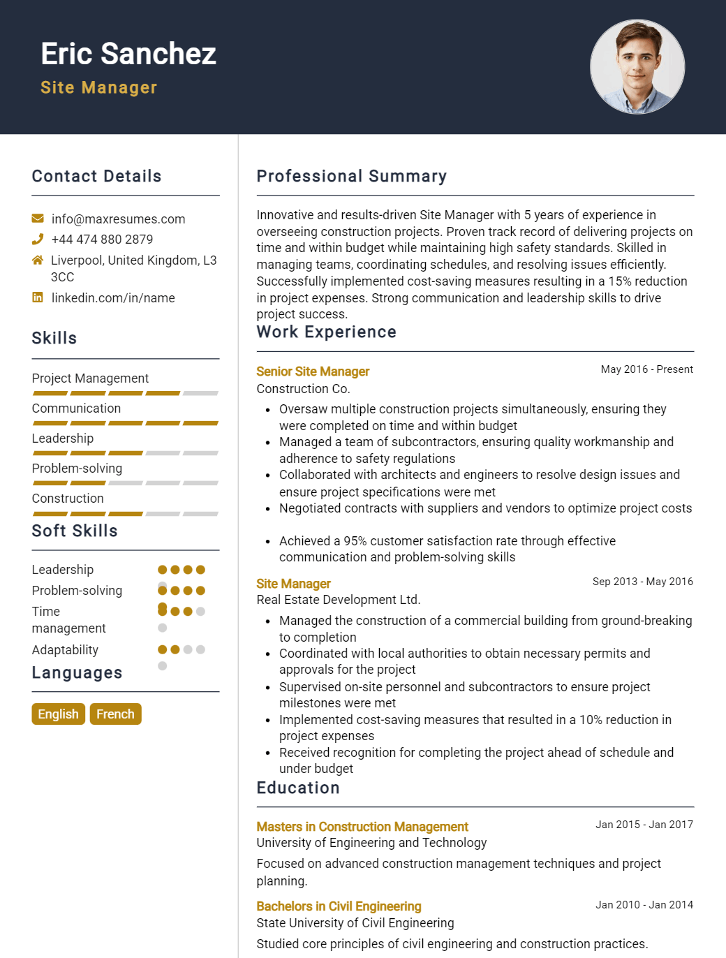 site-manager-resume-sample