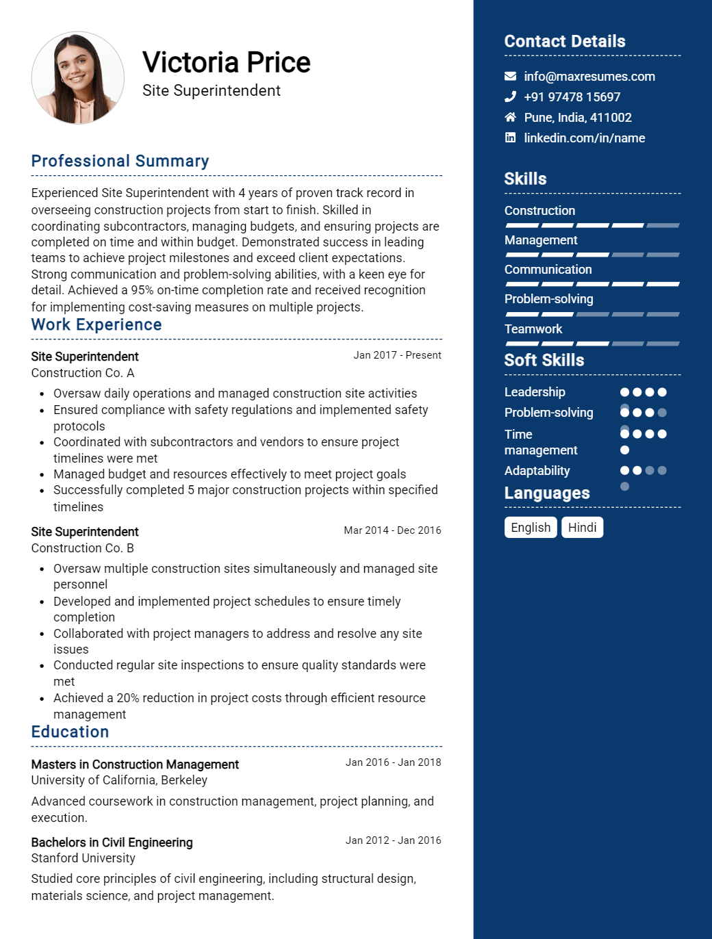 site-superintendent-resume-sample
