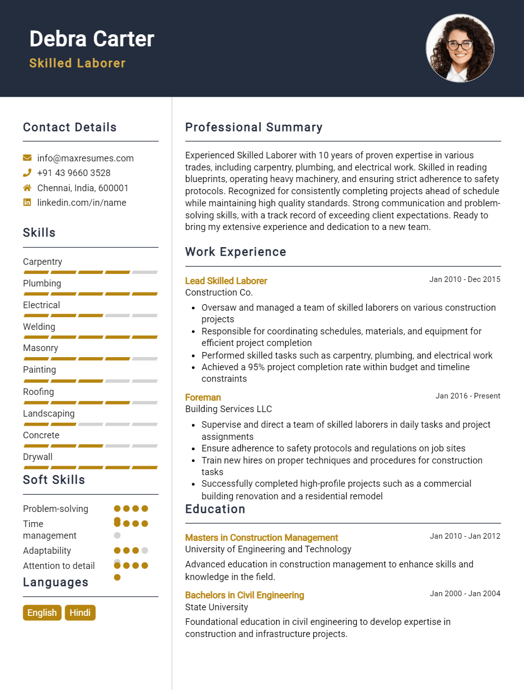 skilled-laborer-resume-sample
