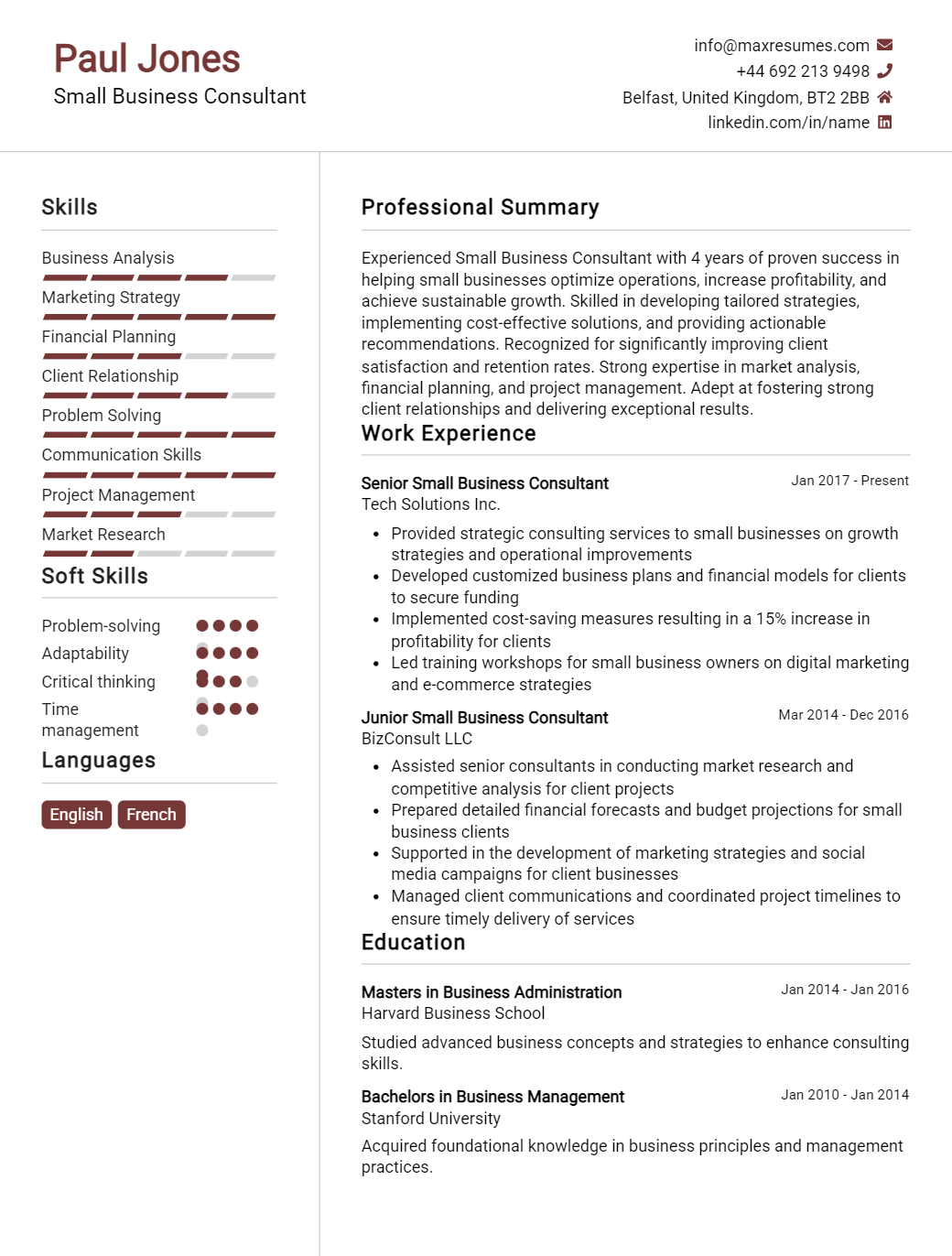 small-business-consultant-resume-sample
