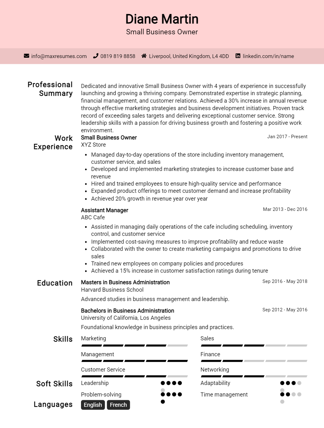 small-business-owner-resume-sample