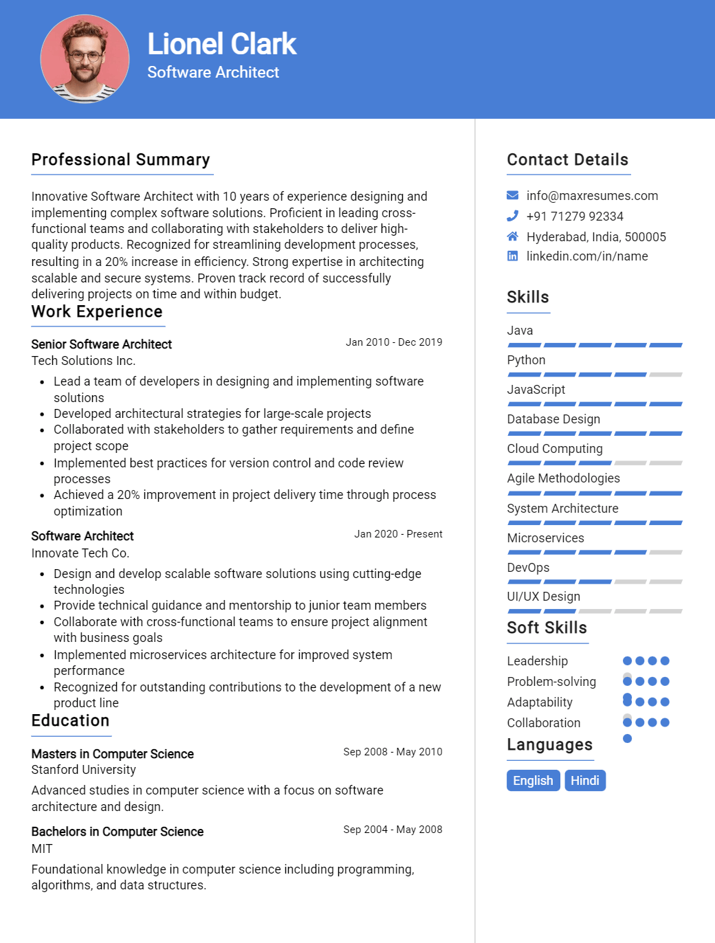 software-architect-resume-sample