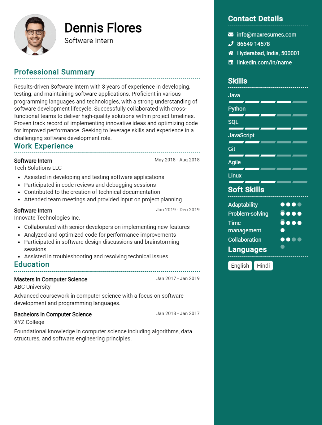 intern-resume-sample