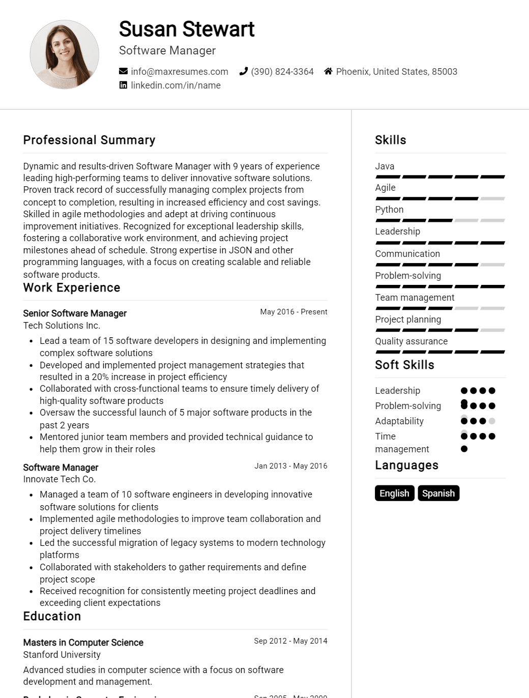 software-manager-resume-sample