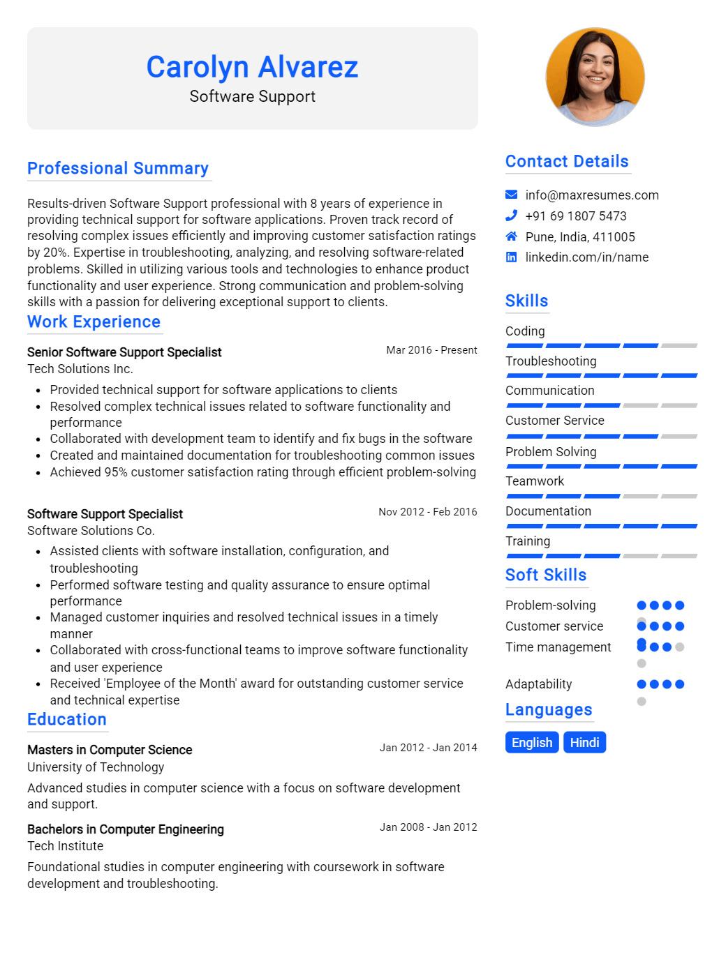 software-support-resume-sample
