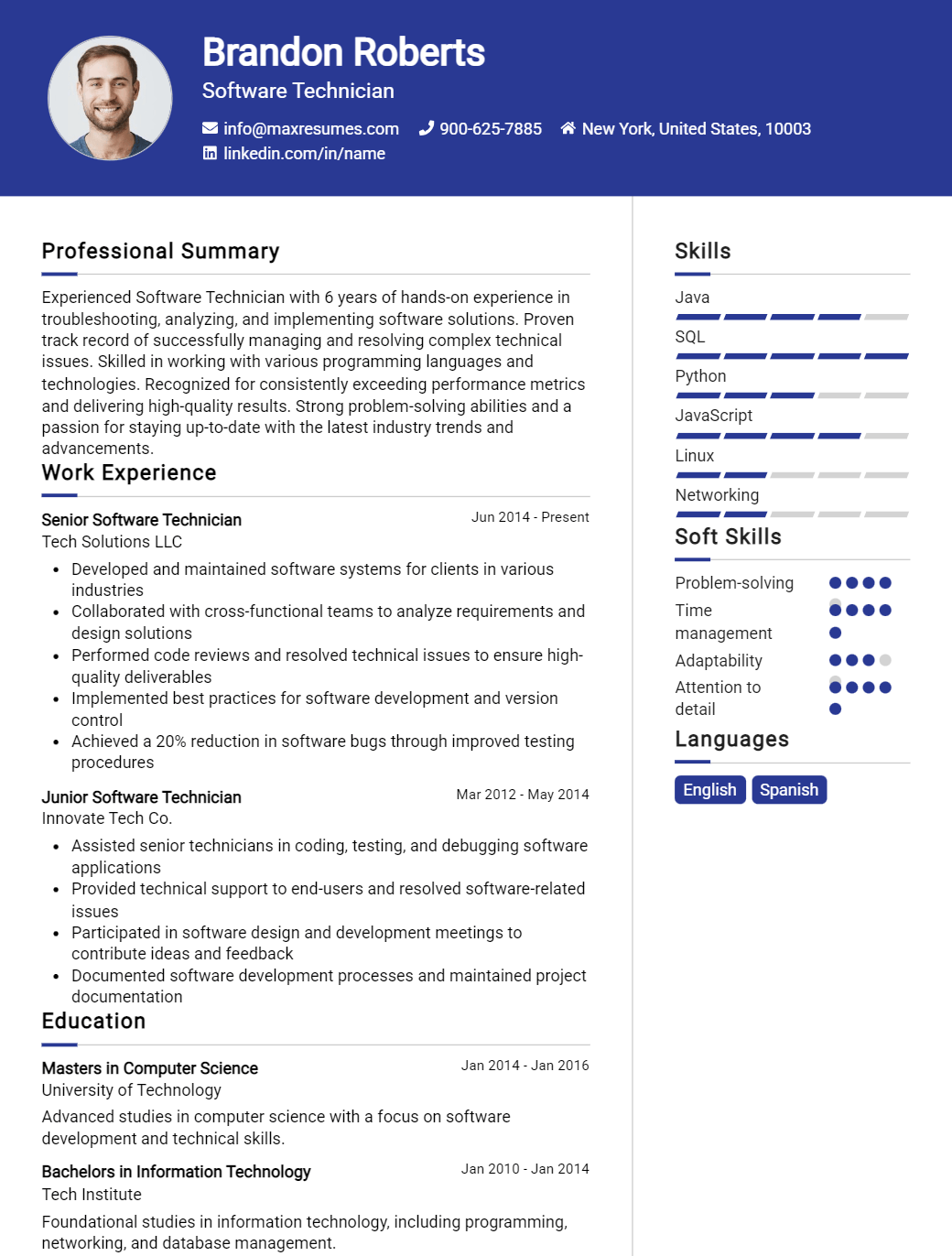 software-technician-resume-sample