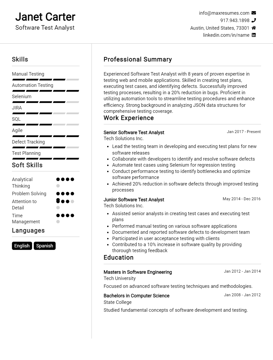 software-test-analyst-resume-sample