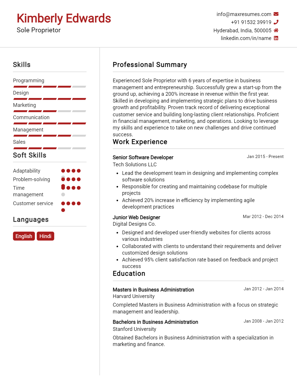 sole-proprietor-resume-sample