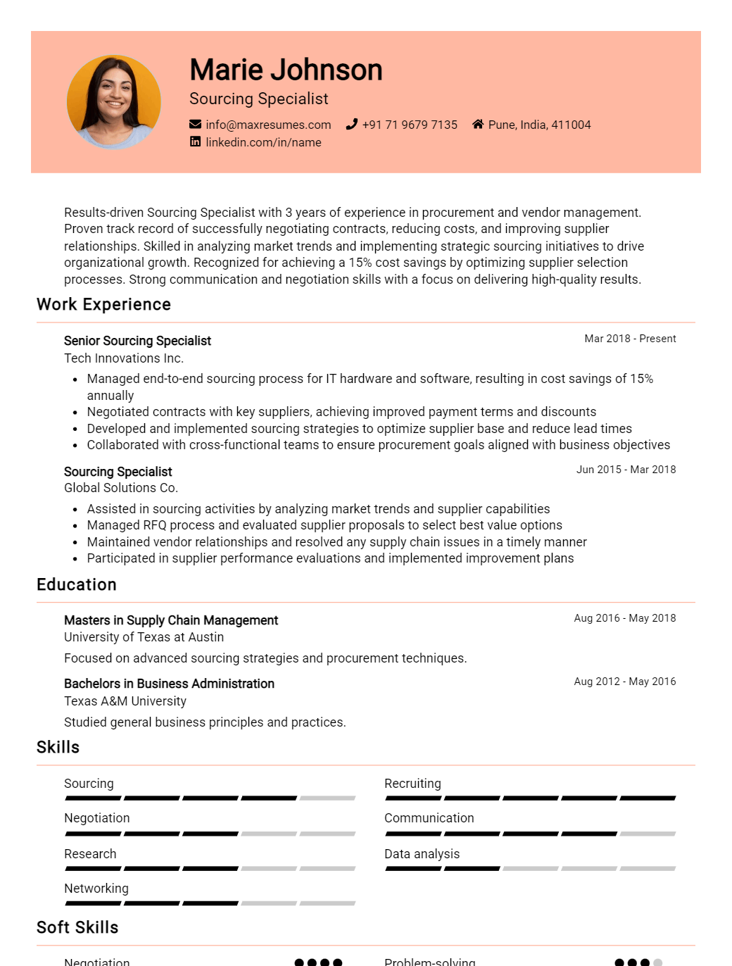 sourcing-specialist-resume-sample