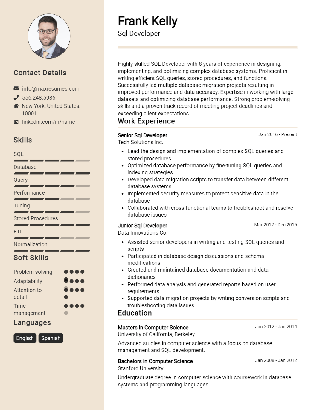 sql-developer-resume-sample