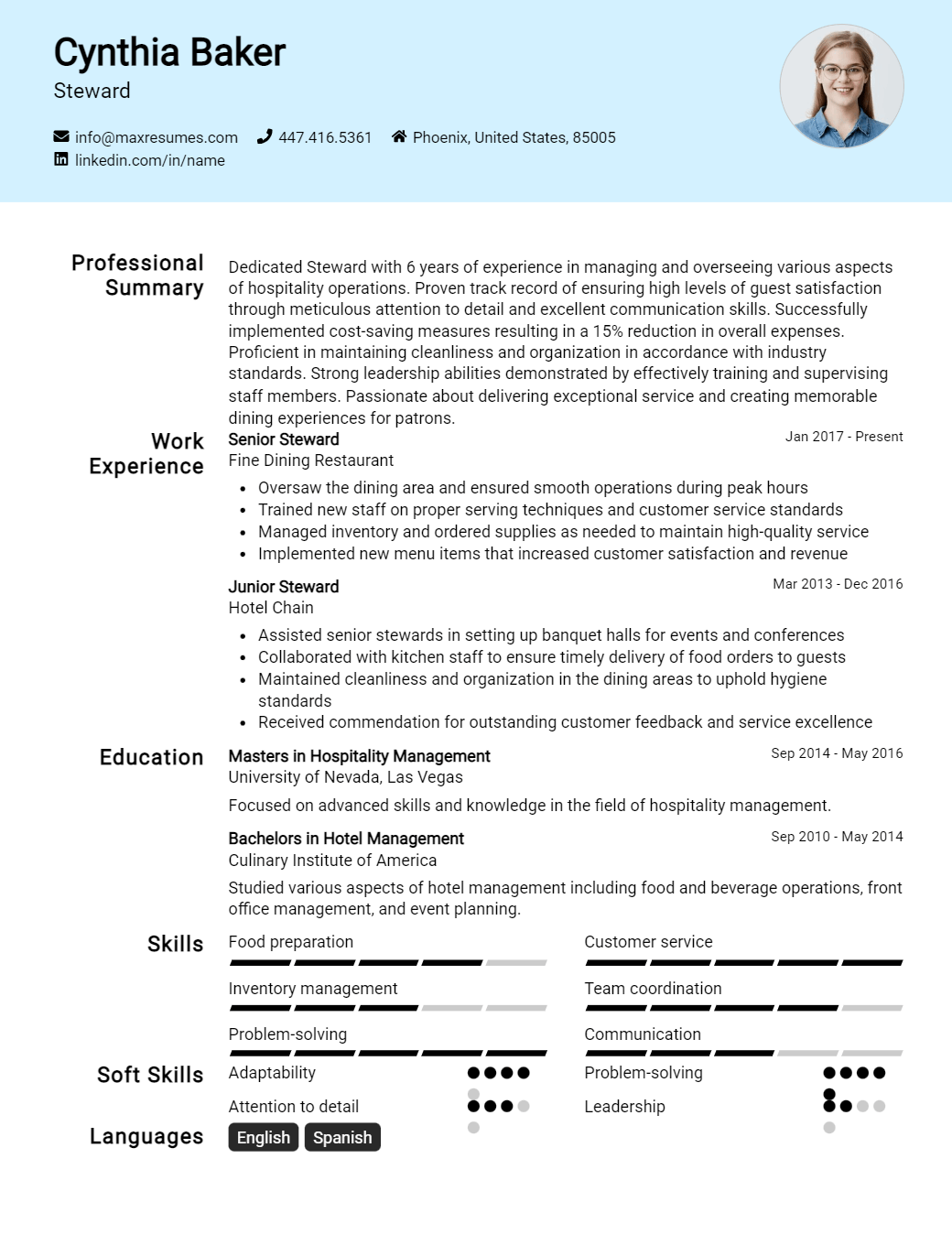 steward-resume-sample