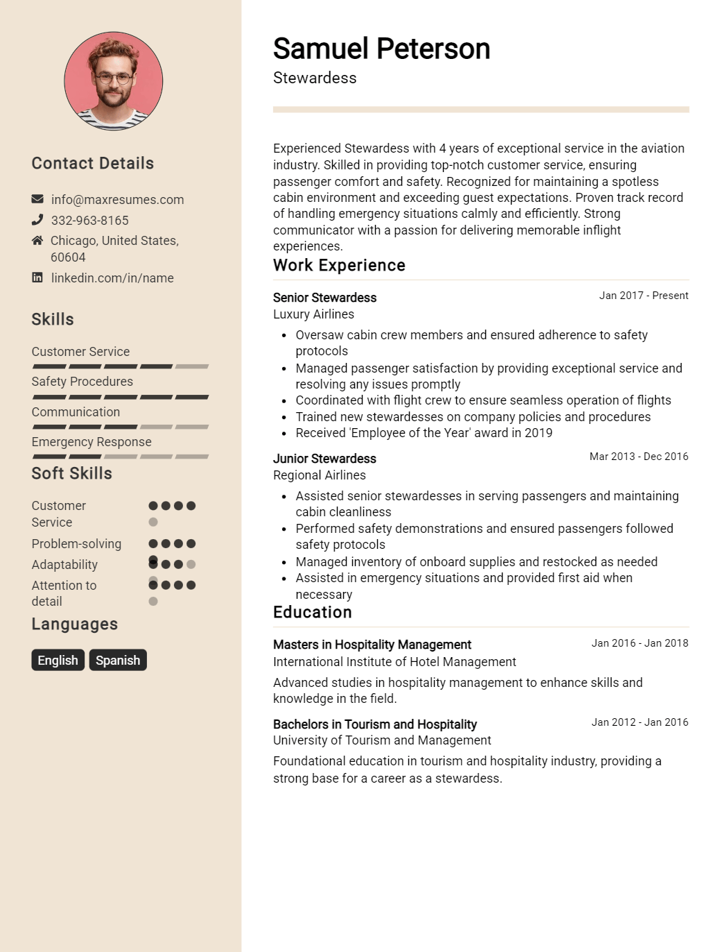 stewardess-resume-sample