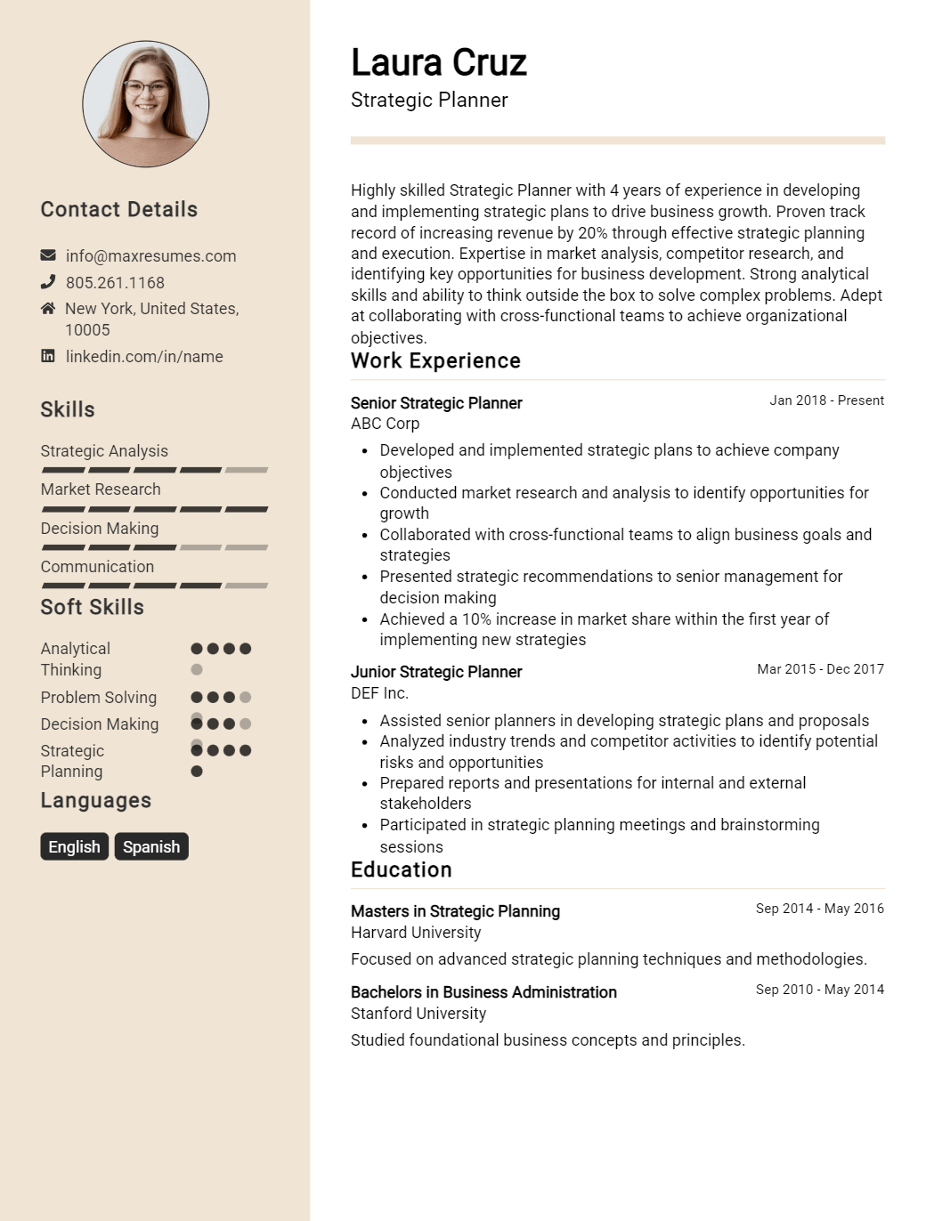 strategic-planner-resume-sample