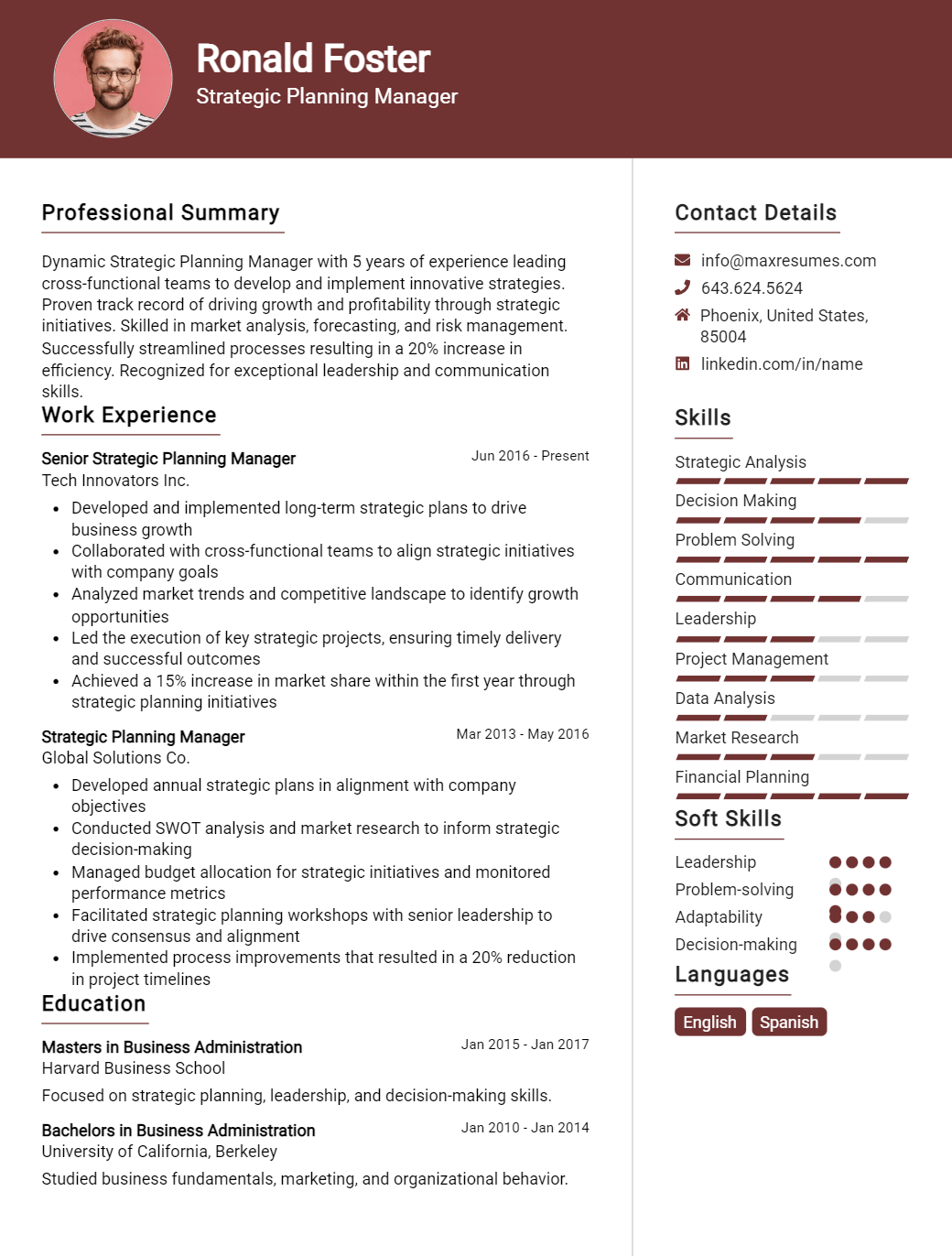 strategic-planning-manager-resume-sample