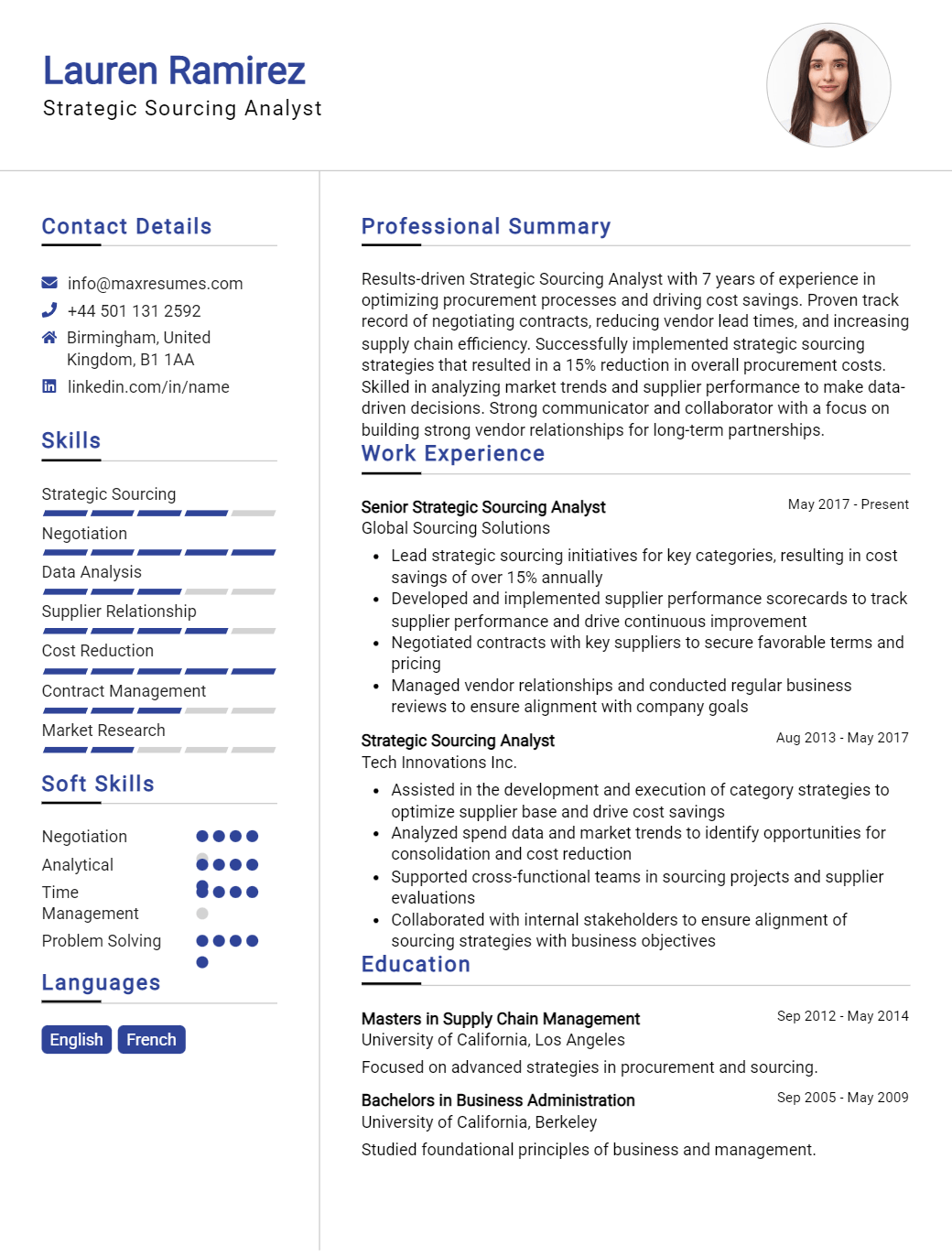 strategic-sourcing-analyst-resume-sample
