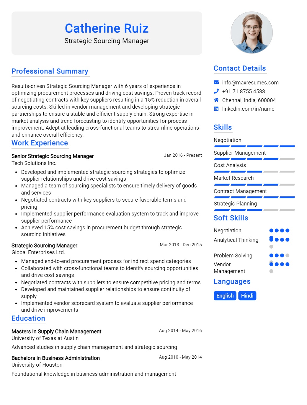 strategic-sourcing-manager-resume-sample