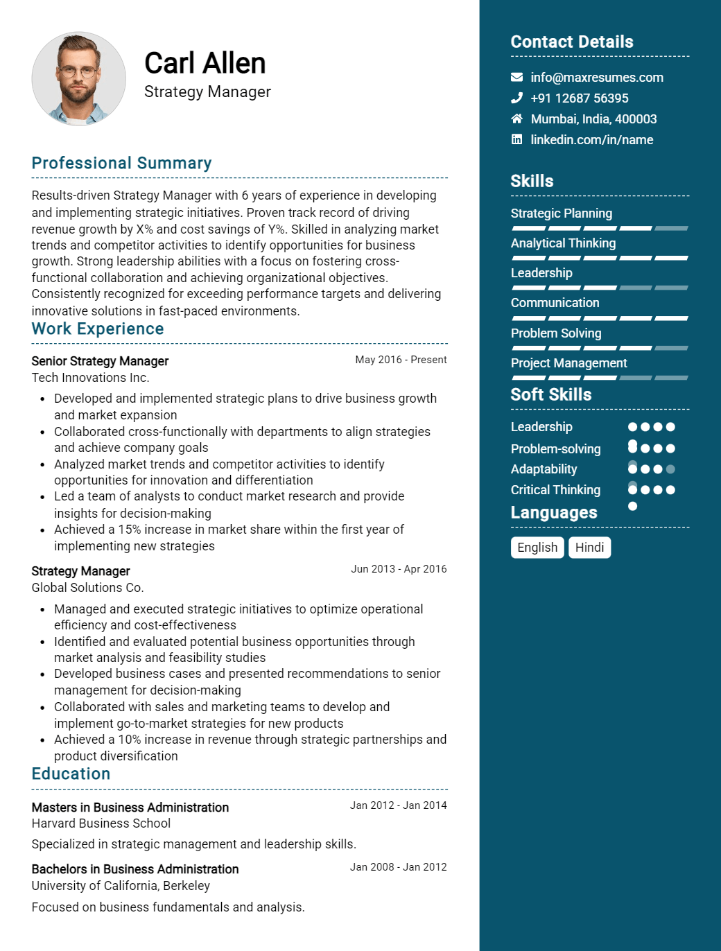 strategy-manager-resume-sample