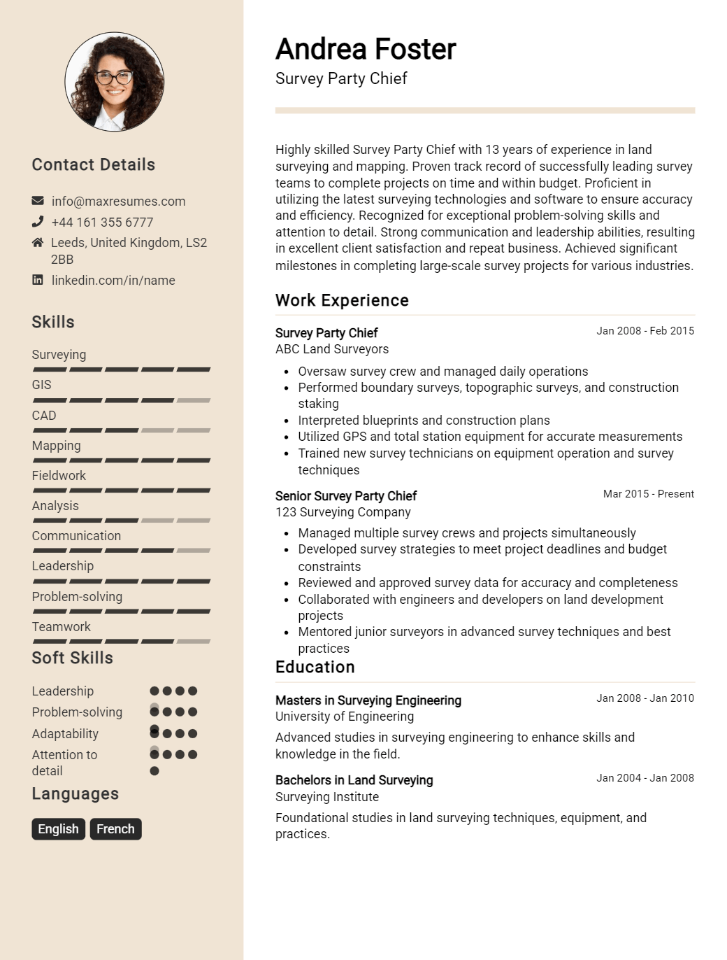 survey-party-chief-resume-sample