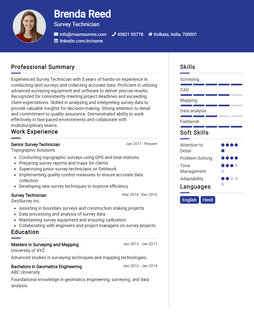 survey-technician-resume-sample