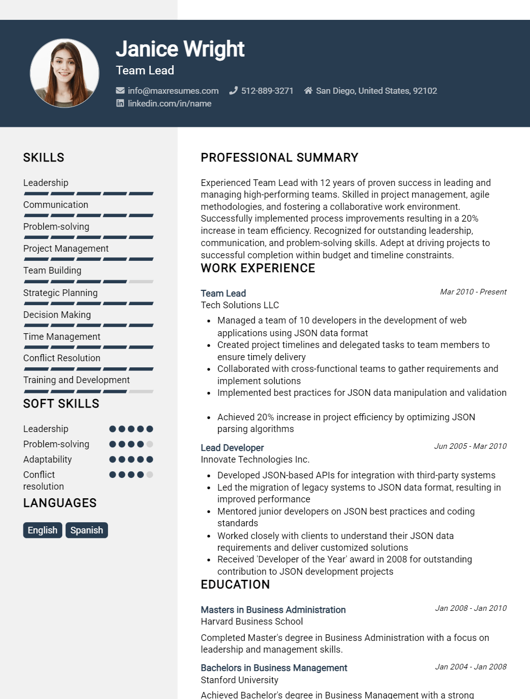 team-lead-resume-sample