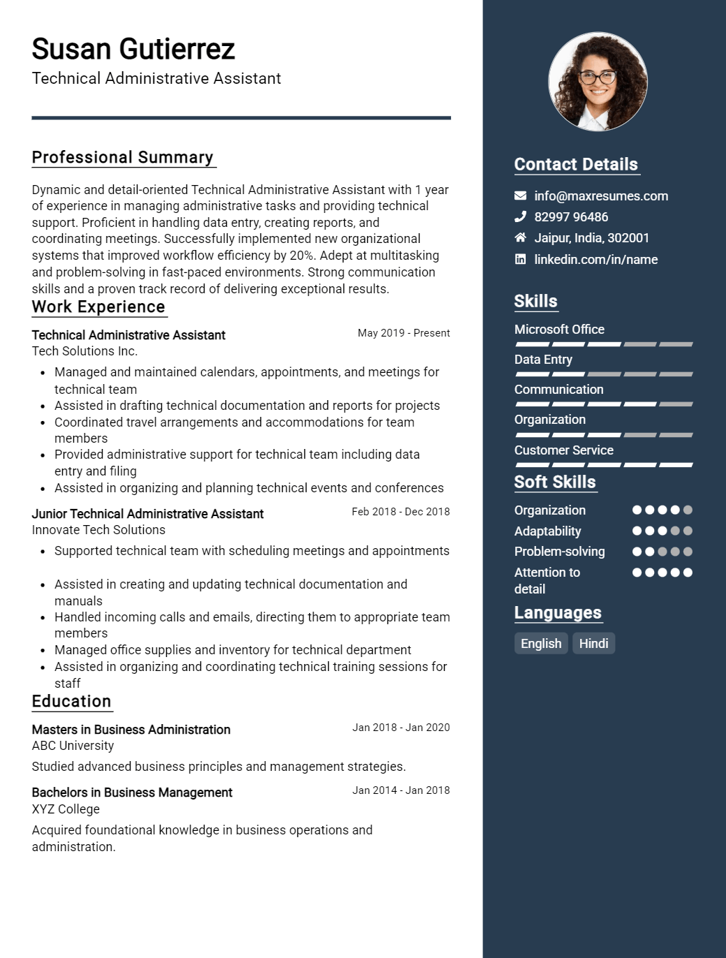 technical-administrative-assistant-resume-sample