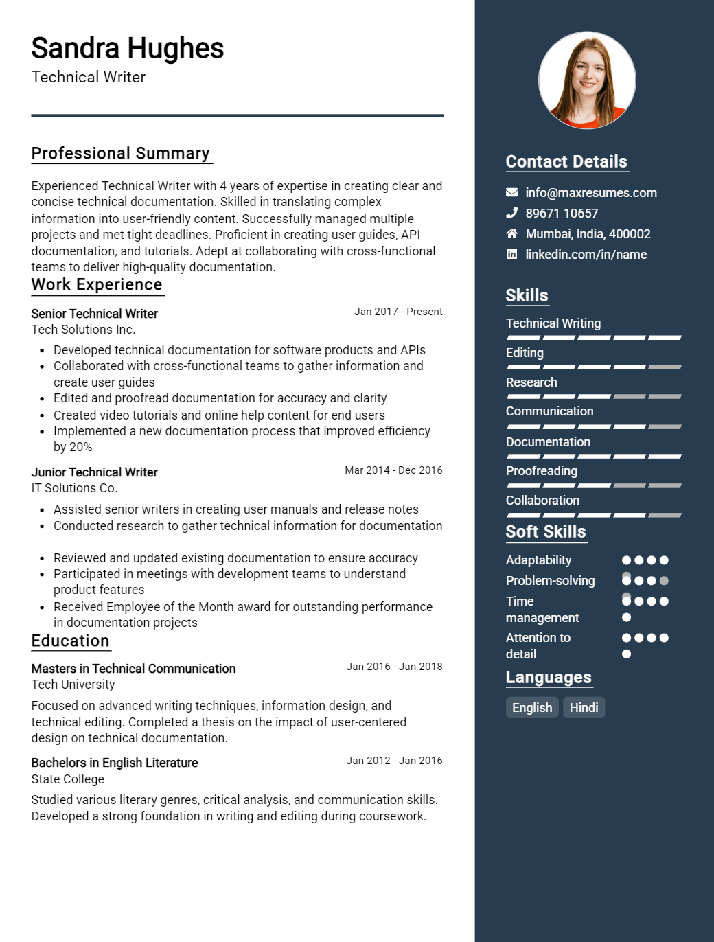 technical-writer-resume-sample