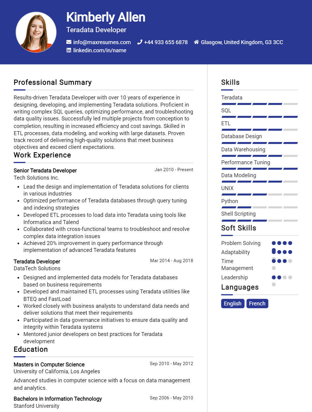 teradata-developer-resume-sample