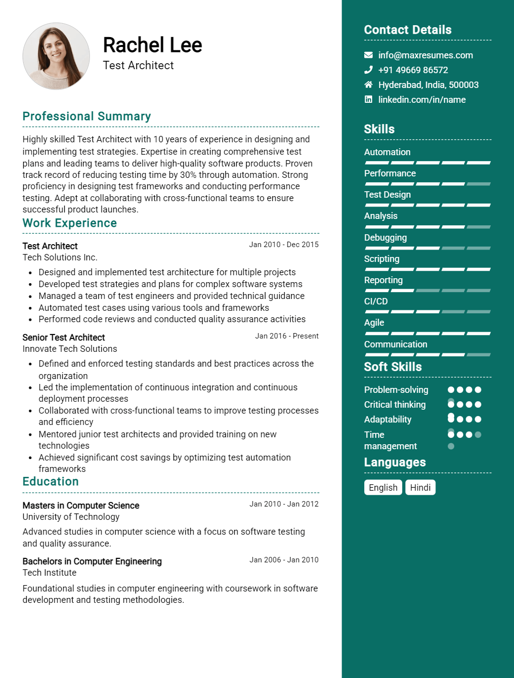 test-architect-resume-sample
