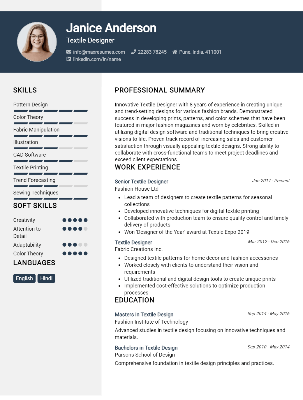 textile-designer-resume-sample