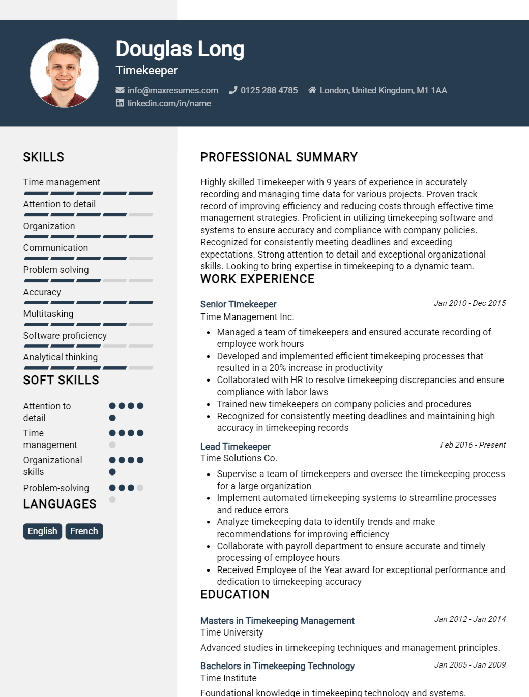 timekeeper-resume-sample