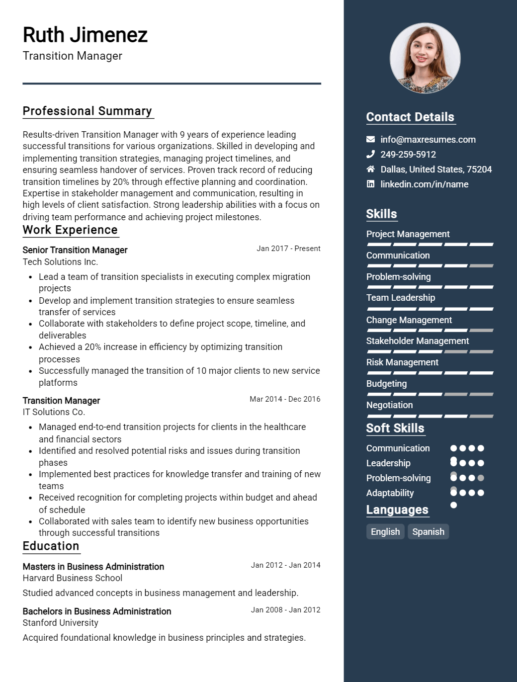 transition-manager-resume-sample
