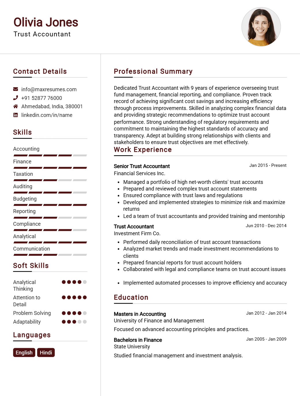 trust-accountant-resume-sample