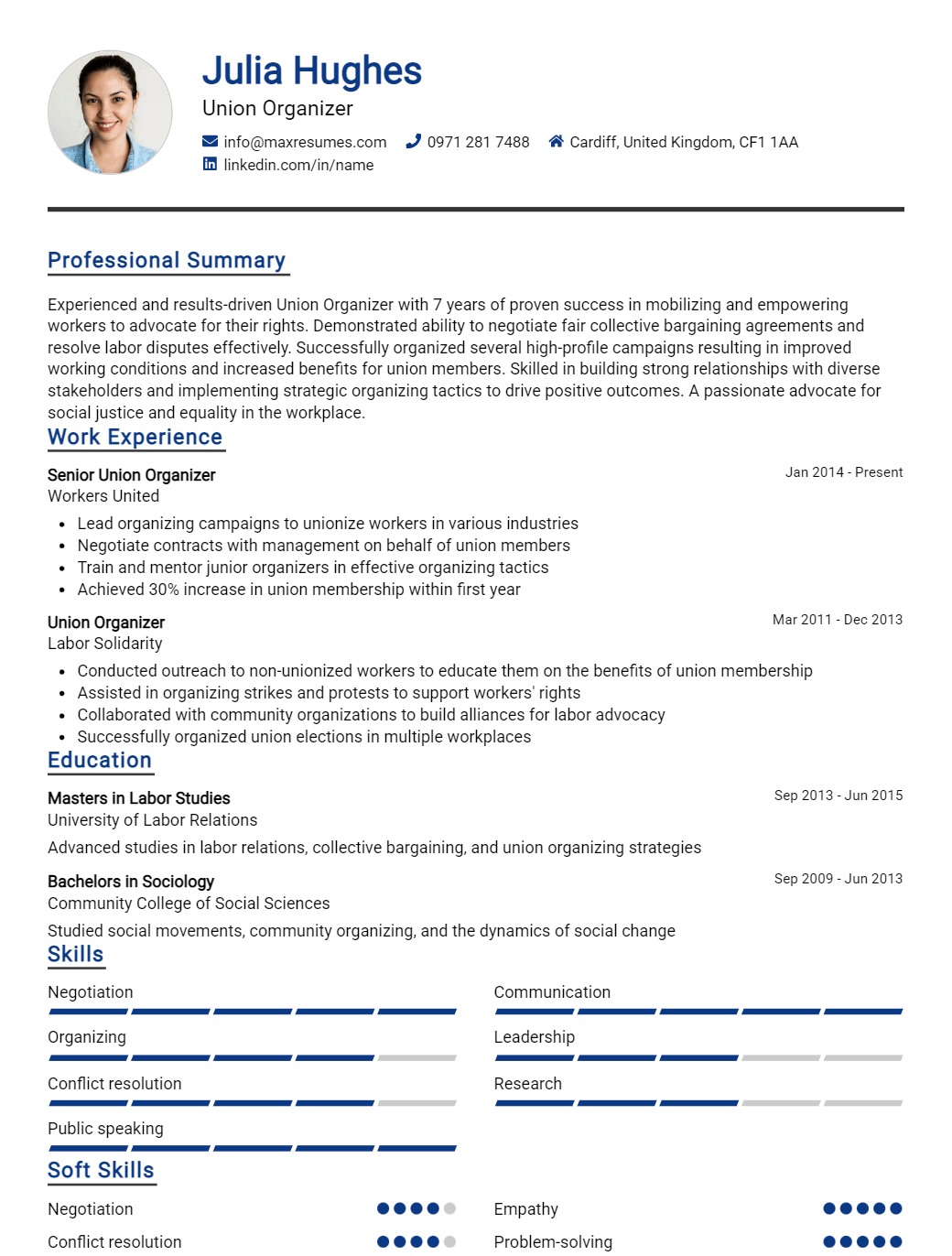 union-organizer-resume-sample