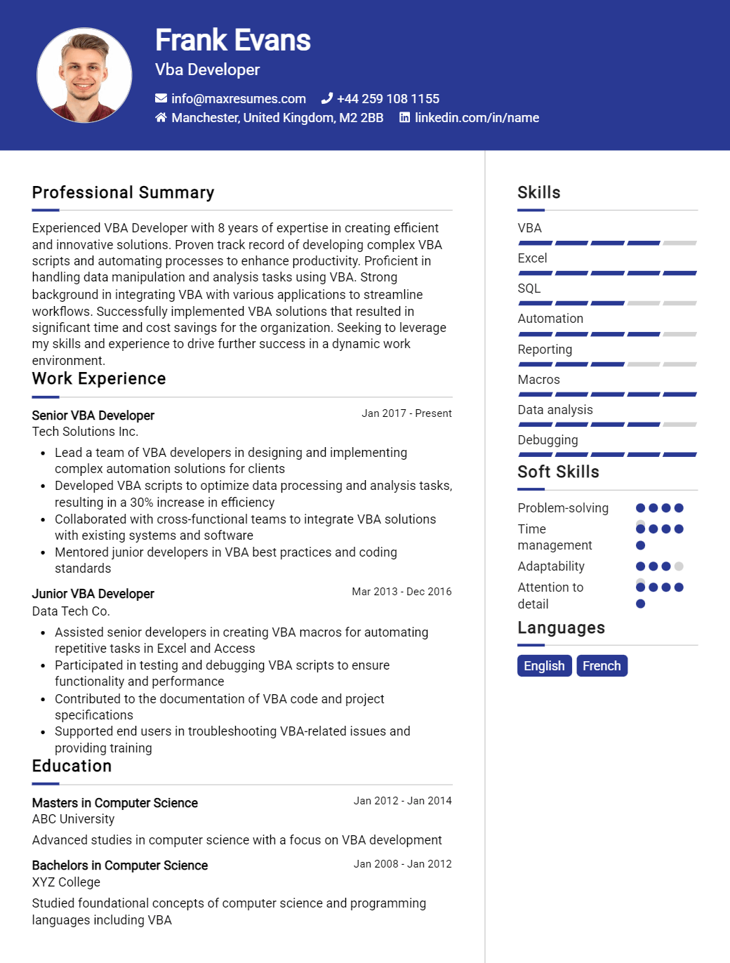 vba-developer-resume-sample