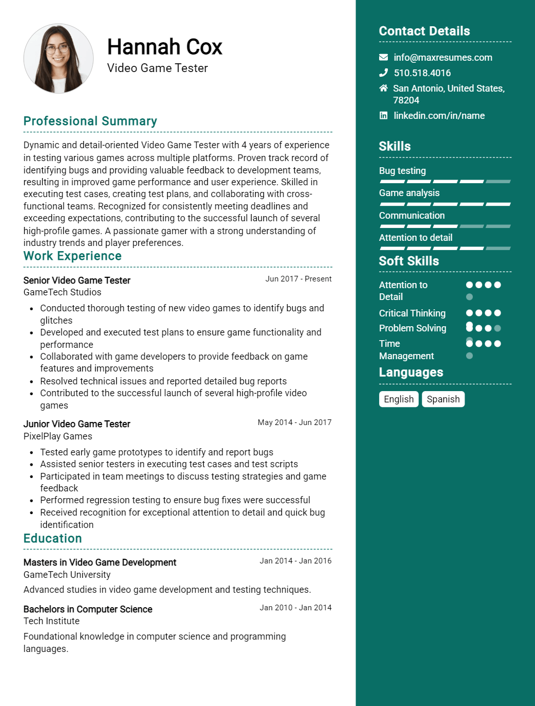 video-game-tester-resume-sample