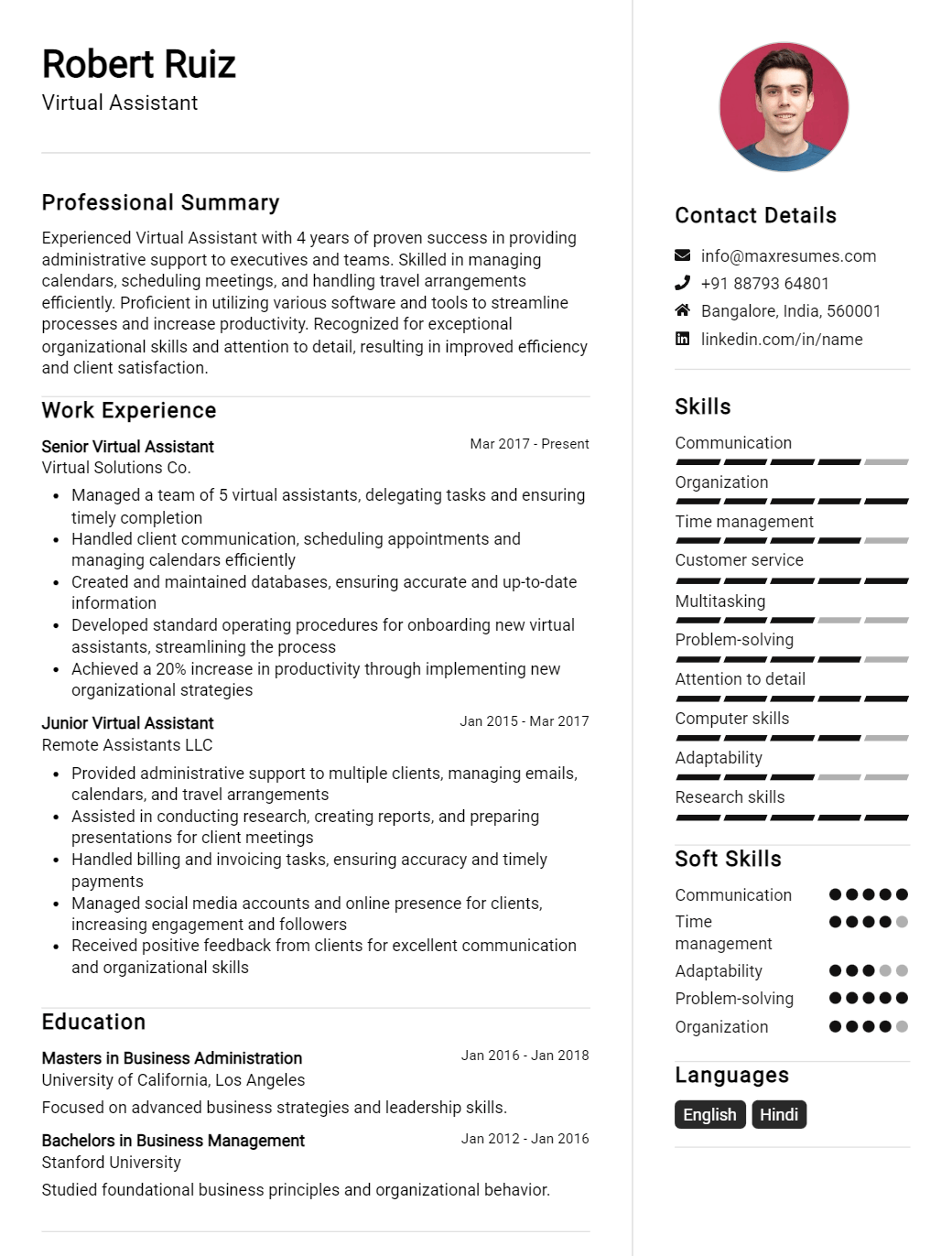 virtual-assistant-resume-sample