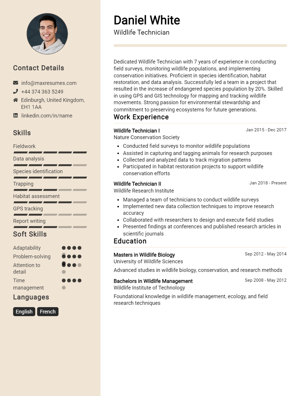 wildlife-technician-resume-sample
