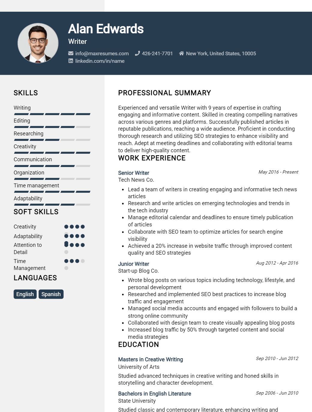 writer-resume-sample