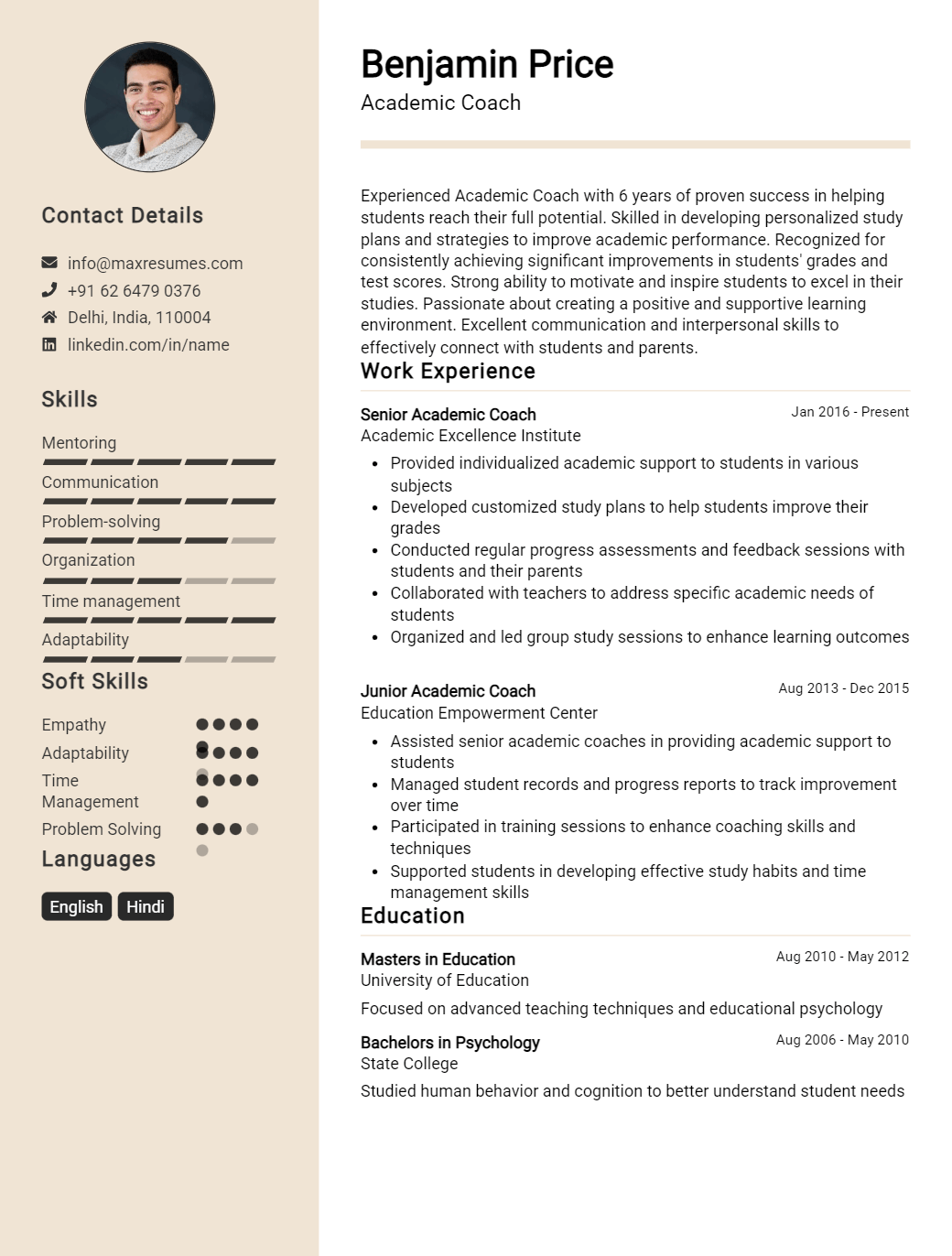 academic-coach-resume-sample