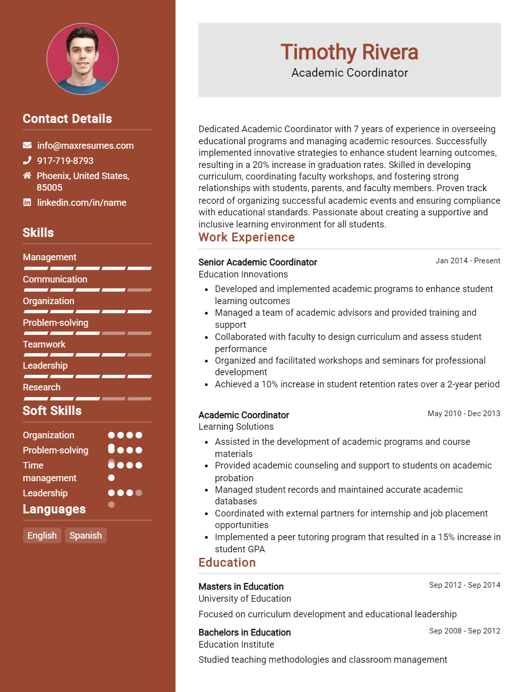 academic-coordinator-resume-sample