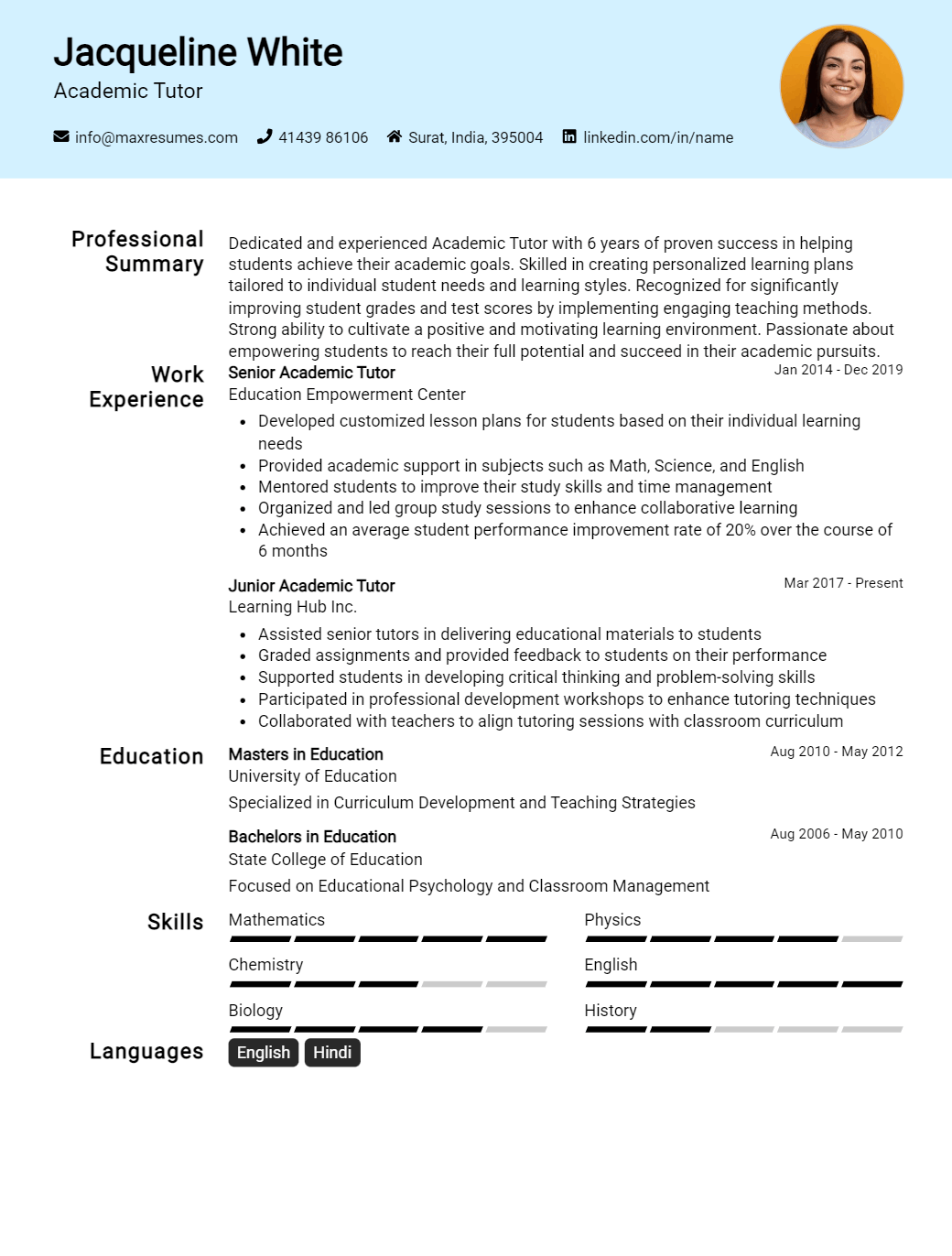 academic-tutor-resume-sample
