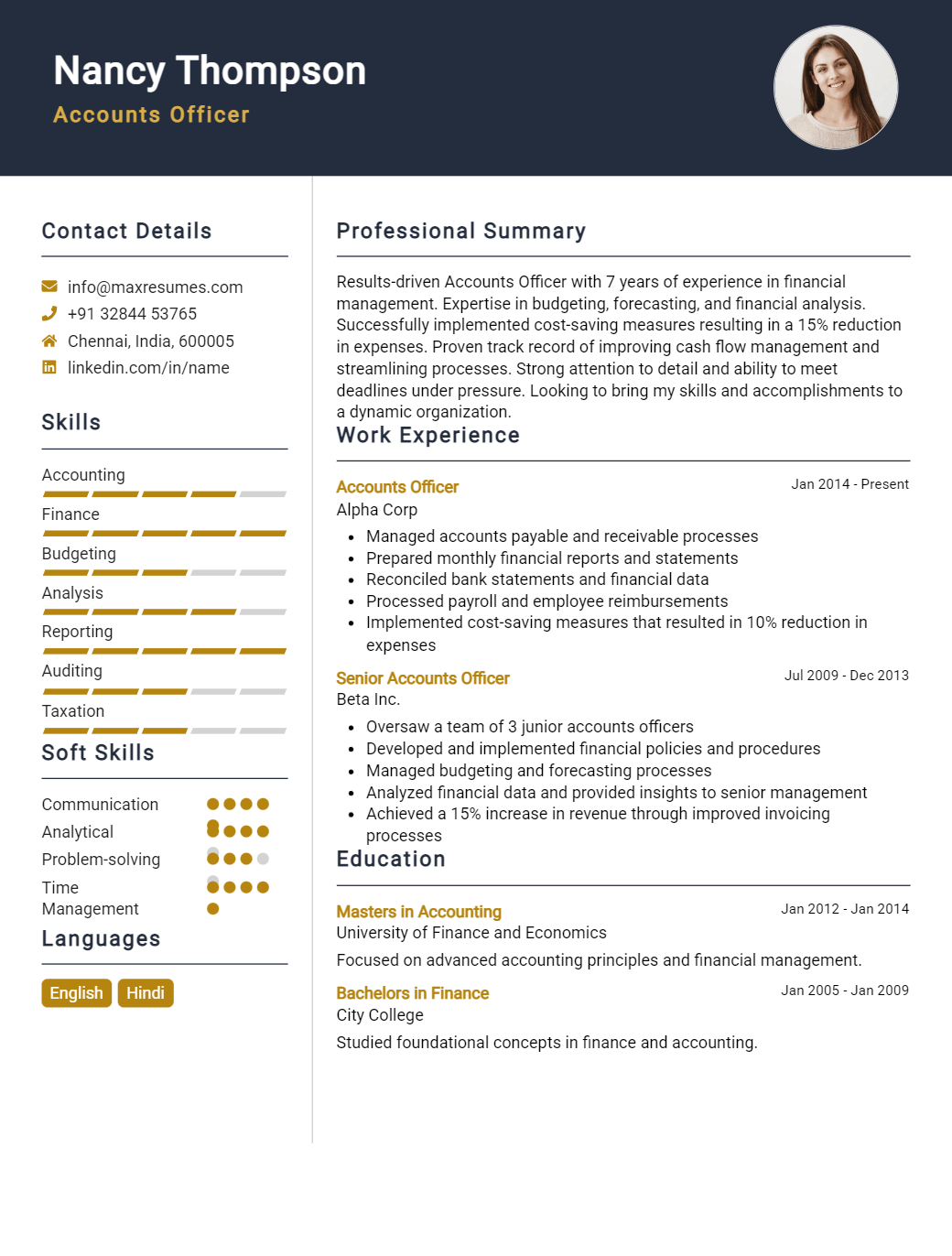 accounts-officer-resume-sample